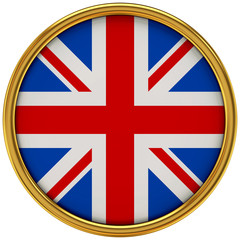 United kingdom Flag Glossy Button/icon (3d rendering).