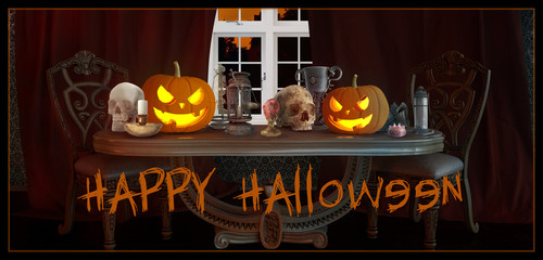 Halloween interior greeting card