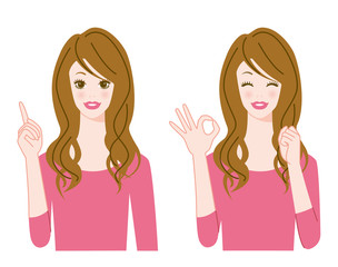 女性 指差し オーケー