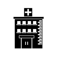 Hospital building icon. Medical and health care theme. Isolated and silhouette design. Vector illustration