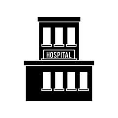 Hospital building icon. Medical and health care theme. Isolated and silhouette design. Vector illustration