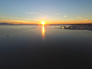 Bellingham, Washington Bay and Harbor at Sunset
