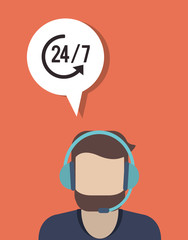 online support or call center worker with headset related icons image vector illustration design 