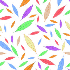 Seamless pattern with colored feathers