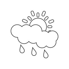 Sun cloud and rain icon. Weather sky and nature theme. Isolated design. Vector illustration