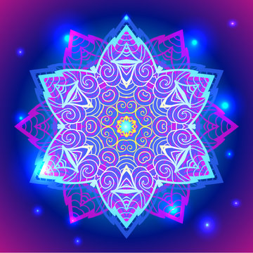 Neon Mandala sacred geometry symbol