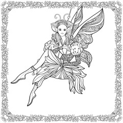 Fairy with butterfly wings on swing