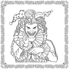 Joker with decorative fame in vintage style.