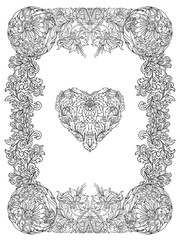 Playing card signs with decorative fame in vintage style.