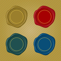 Different color Wax Seals with circular floral frame inside