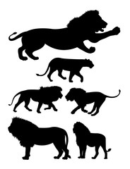 lion wild animal silhouettes. Good use for symbol, logo, mascot, sign, or any design yo want.