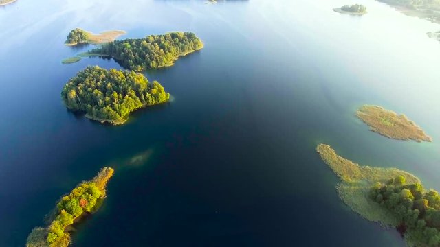 green island in blue lake