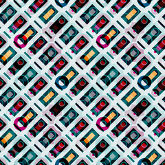 polygons and circles on a light background seamless pattern