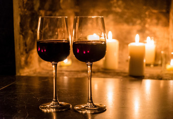 wine and a fire