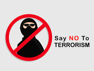 Stop terrorism text against white background