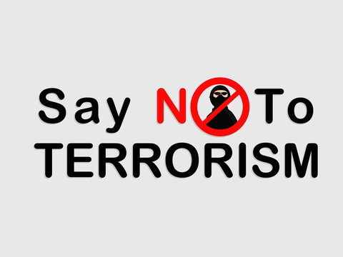 Stop terrorism text against white background