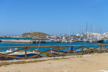 Fototapeta na wymiar Naxos port. Panoramic view of one of the most beautiful islands