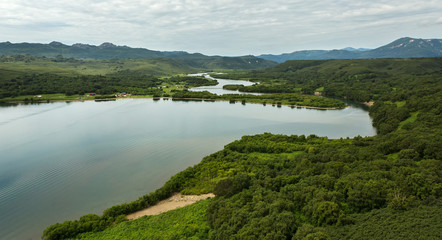 Kurile lake and the source of river Ozernaya. South Kamchatka Nature Park.