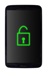 Mobile Phone Unlocked With Open Padlock Symbol