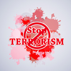 Ban terrorism text on gray background