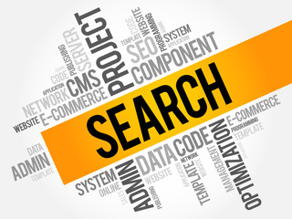 SEARCH word cloud collage, business concept background