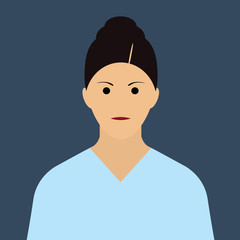 Woman Doctor Icon. Flat Vector