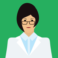 Woman Doctor Icon. Flat Vector