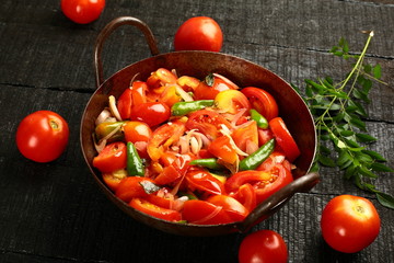 Fried tomato-go well with rice and bread