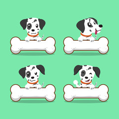 Cartoon character dalmatian dog with big bones