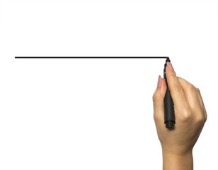 Woman hand and marker write something