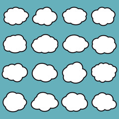 Empty white clouds on blue background