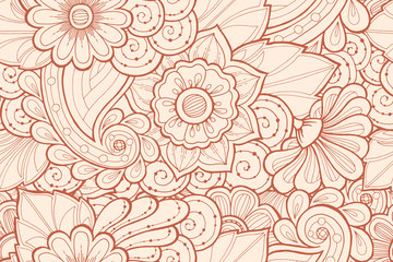Seamless pattern with stylized flowers. Ethnic background.