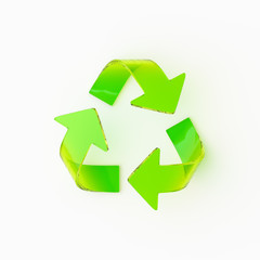 Obraz premium grünes Recycling Symbol auf weissem Untergrund