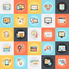 Flat icons pack of web development