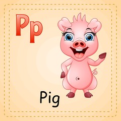Animals alphabet: P is for Pig