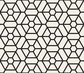Vector Seamless Black and White Lines Grid Pattern