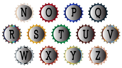 Metal Bottle Cap Alphabet N-Z