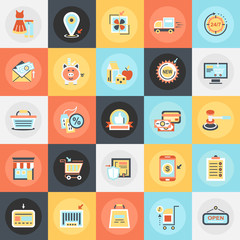 Flat icons pack of e-commerce