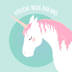 Vector image of a unicorn t-shirt, print,