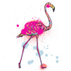 Pink flamingo vector illustration isolated
