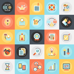 Flat icons pack of doing business elements