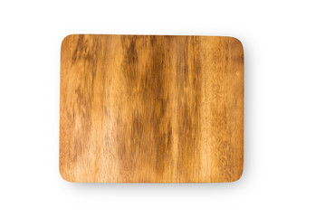 Wooden chopping board isolated on white background