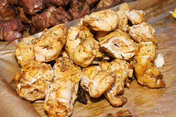 Meat roasted on skewers