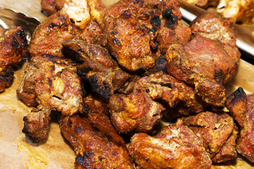 Meat roasted on skewers