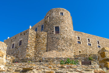 Old venetian castle in Chora, Naxos, Cyclades, Greece. - obrazy, fototapety, plakaty