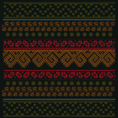 Ethnic National Ornament. Vintage Nordic Ornament. Retro Geometric Embroidery Swatch. Digital background vector illustration.