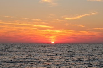 Beautiful orange sunset on the mediterranean sea. 