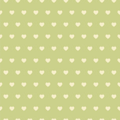 Seamless polka pattern with hearts. Vector
