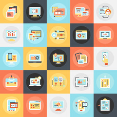 Flat icons pack of web development