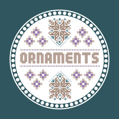 Ethnic National Ornament. Vintage Nordic Ornament. Retro Geometric Embroidery Swatch. Teal and White digital background vector illustration.